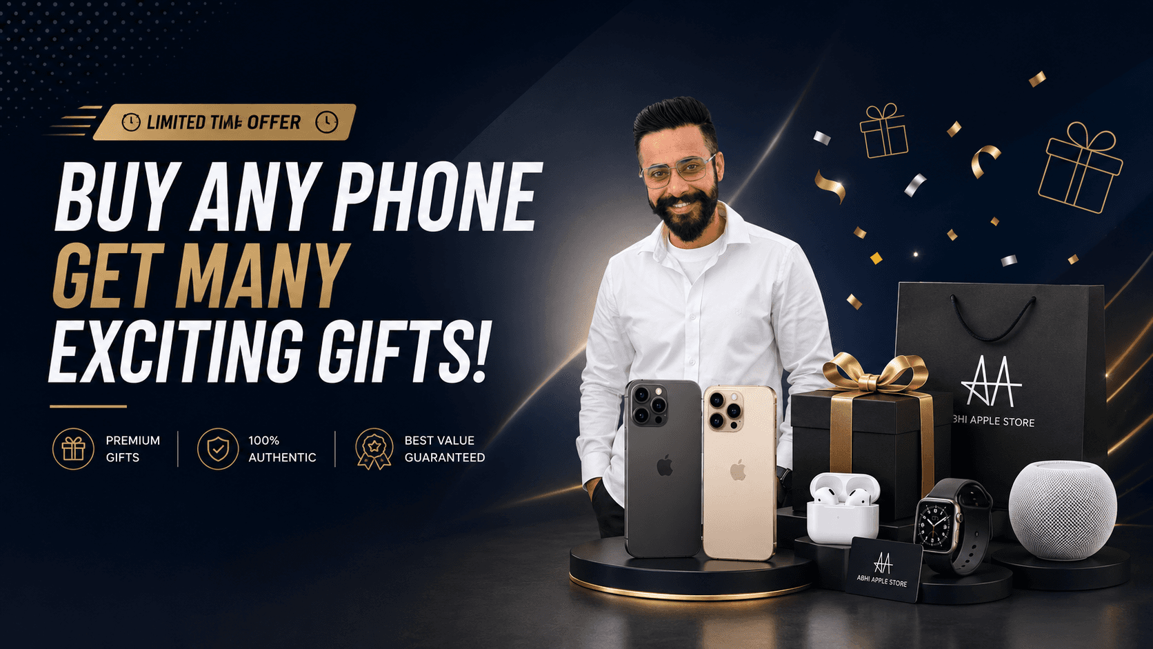 Buy any Phone from Abhi Apple store and Get many Exciting Gifts! offer